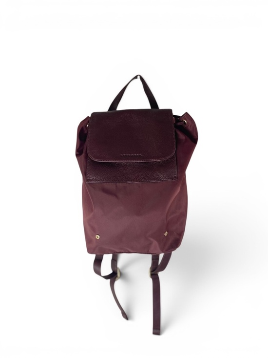 Levenger Burgundy Nylon Leather Backpack Drawstring Lightweight Travel Work Bag main image 11